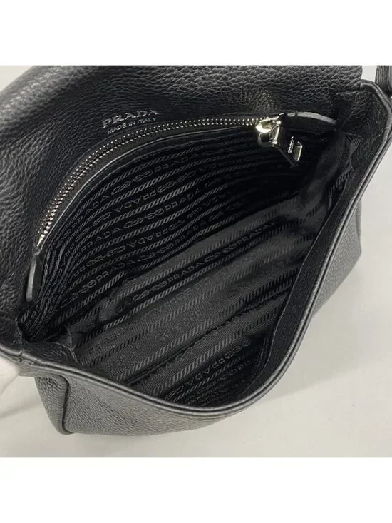 Prada Shoulder Bag Leather Black Silver - Picture 4 of 10